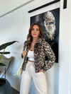 Leopar Süet Bomber Ceket
