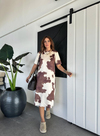 Naturel Kahve Batik Desen Süet Elbise