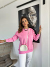 Pembe Basic Bisiklet Yaka Sweatshirt
