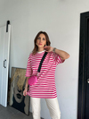 Pembe Çizgili Cotton Tshirt