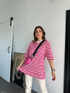 Pembe Çizgili Cotton Tshirt