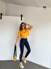 Sarı Bisiklet Yaka Crop Tshirt