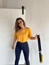 Sarı Bisiklet Yaka Crop Tshirt