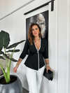 Siyah Gold Düğmeli Çelik Örme Hırka