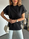 Siyah Kolları Dantelli Tshirt