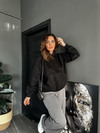Siyah Simli Kapşonlu Sweatshirt
