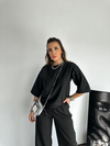 Siyah Simli Oversize Tshirt