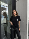Siyah Taşlı Kalpli Tshirt