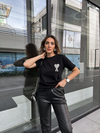Siyah Taşlı Kalpli Tshirt
