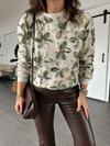 Yeşil Çiçek Ve Pul İşlemeli Sweatshirt