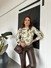 Yeşil Çiçek Ve Pul İşlemeli Sweatshirt