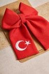  Ay Yıldız Nakışlı Kırmızı Mini Fiyonk Toka
