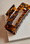 XL Dikdörtgen Amber Tortoise Kemik Toka