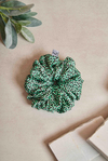 Yeşil Ebruli Bol Büzgülü Scrunchie