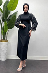 Angelica Kolları Sim Detaylı Abiye - Siyah