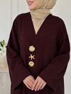 Asel Müslin Kumaş Broşlu Kap-Pantolon Tesettür Takım- Bordo