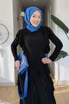 Belin Sendy Kumaş Fırfır Detaylı Tesettür Takım- Siyah