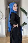 Belin Sendy Kumaş Fırfır Detaylı Tesettür Takım- Siyah