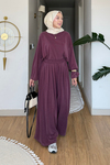 Chester Pike Orijinal Modal Kumaş Tunik- Pantolon Tesettür Takım- Mürdüm