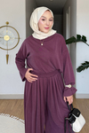 Chester Pike Orijinal Modal Kumaş Tunik- Pantolon Tesettür Takım- Mürdüm