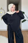 Chester Pike Orijinal Modal Kumaş Tunik- Pantolon Tesettür Takım- Siyah