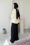 Dekta Cotton Kumaş Broş Kemerli Tesettür Gömlek- Sarı Standart (38-42 Uyumlu)