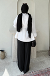 Dekta Cotton Kumaş Broş Kemerli Tesettür Gömlek- Beyaz Standart (38-42 Uyumlu)