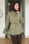 Drem Modal Kumaş Dantelli Tunik- Haki Standart Beden (36-44 Uyumlu)