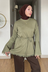 Drem Modal Kumaş Dantelli Tunik- Haki Standart Beden (36-44 Uyumlu)