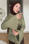 Drem Modal Kumaş Dantelli Tunik- Haki Standart Beden (36-44 Uyumlu)