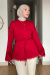 Drem Modal Kumaş Dantelli Tunik- Kırmızı Standart Beden (36-44 Uyumlu)