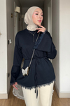 Drem Modal Kumaş Dantelli Tunik- Lacivert Standart Beden (36-44 Uyumlu)