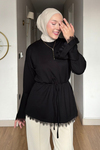 Drem Modal Kumaş Dantelli Tunik- Siyah Standart Beden (36-44 Uyumlu)