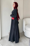 Fenal Petek Modal Kumaş Kemerli 3' lü Abaya Takım- Antrasit