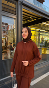 Kadın Fitilli Kapsonlu İkili Takım -Kahverengi