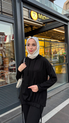 Kadın Fitilli Kapsonlu İkili Takım -Siyah