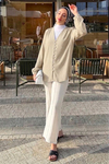 Lena Krem Keten Kimono- Standart Beden (38-42 Uyumlu)