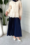 Lola Fisto Kumaş Astarlı Tesettür Gömlek- Krem