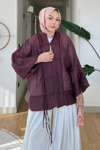 Madis Tül Kumaş Tesettür Kimono- Mürdüm
