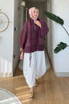 Madis Tül Kumaş Tesettür Kimono- Mürdüm