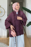Madis Tül Kumaş Tesettür Kimono- Mürdüm