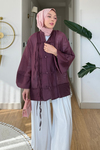 Madis Tül Kumaş Tesettür Kimono- Mürdüm