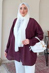 Mery Jakarlı Tül Modal Kumaş Oversize Gömlek- Mürdüm Standart (38-46 Uyumlu)