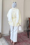 Mery Jakarlı Tül Modal Kumaş Oversize Gömlek- Sarı Standart (38-46 Uyumlu)