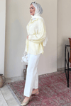 Mery Jakarlı Tül Modal Kumaş Oversize Gömlek- Sarı Standart (38-46 Uyumlu)