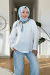 Mestro Modal Kumaş Basic Tesettür Tunik- Beyaz