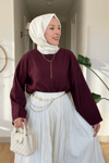 Mestro Modal Kumaş Basic Tesettür Tunik- Bordo