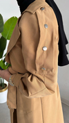 Omuz Ve Kol  Çıt Çıt Detaylı Kemerli Trenç-Camel