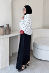 Polka Puantiyeli Bomber Ceket- Beyaz Standart Beden (36-42 Uyumlu)