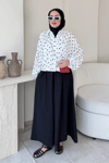 Polka Puantiyeli Bomber Ceket- Beyaz Standart Beden (36-42 Uyumlu)